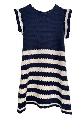 Платье для девочек Chloe + Jasmine размер 12 белое и синее в полоску морская отделка крючком - Изображение 1 из 4