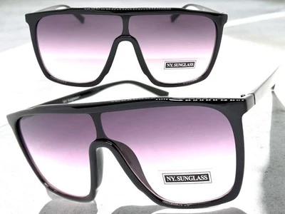 GAFAS DE SOL de gran tamaño modernas estilo escudo retro fiesta raver club marco negro grande Foto 1 de 4