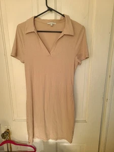 Love Tree Women's V Neck short Sleeve short ribbed Dress nude Size large - Picture 1 of 5