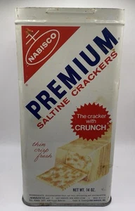 1969 Vintage Nabisco Premium Saltine Crackers Tin 14oz JUST MISSING THE LID ! - Imagen 1 de 7