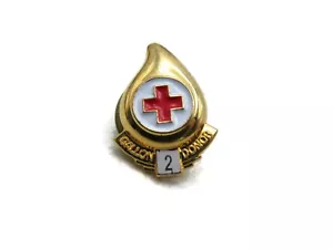 Red Cross 2 Gallon Blood Donor Pin Gold Tone - Picture 1 of 4