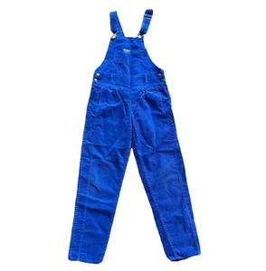 Vintage Oshkosh B'gosh Big Kid Teen Size 12 USA blue Corduroy Overalls FLAWED - Picture 1 of 11
