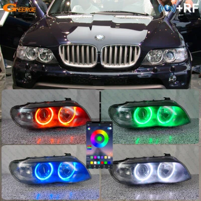 Para BMW X5 E53 2000 - 2005 2006 Multicolor RGB LED Angel Eyes Kit Bluetooth APP Foto 1 de 4