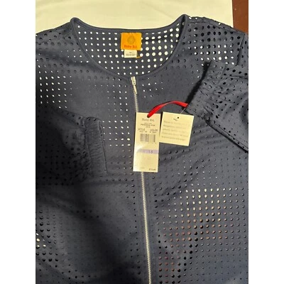 Ruby Rd. Perforated Zip Front Jacket Lightweight Layering Top Navy Blue 18 - Image 1 of 4