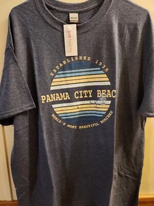 Panama City Beach Short Sleeve T Shirt Blue Sunset XL - Picture 1 of 4