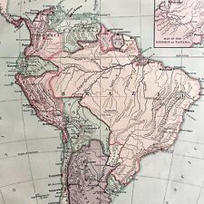 1879 Political Map South America Victorian Harpers Geography 1st Edition DWAA9