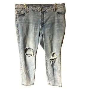 Old Navy Jeans Damen 22W High Rise OG Straight Leg Old Gangster Busted Knee Rips - Bild 1 von 9