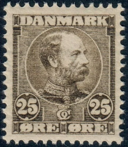 DENMARK. #67. 1905. Christian IX. 25 Øre, brown. XF MNH (PK2060) Cover