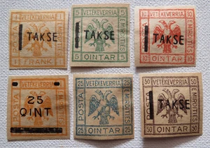 ALBANIEN 1921 MIRDITE REPUBLIK ÜBERNAHME AUFDRUCK 6 Briefmarken postfrisch aufklappbar - Bild 1 von 3