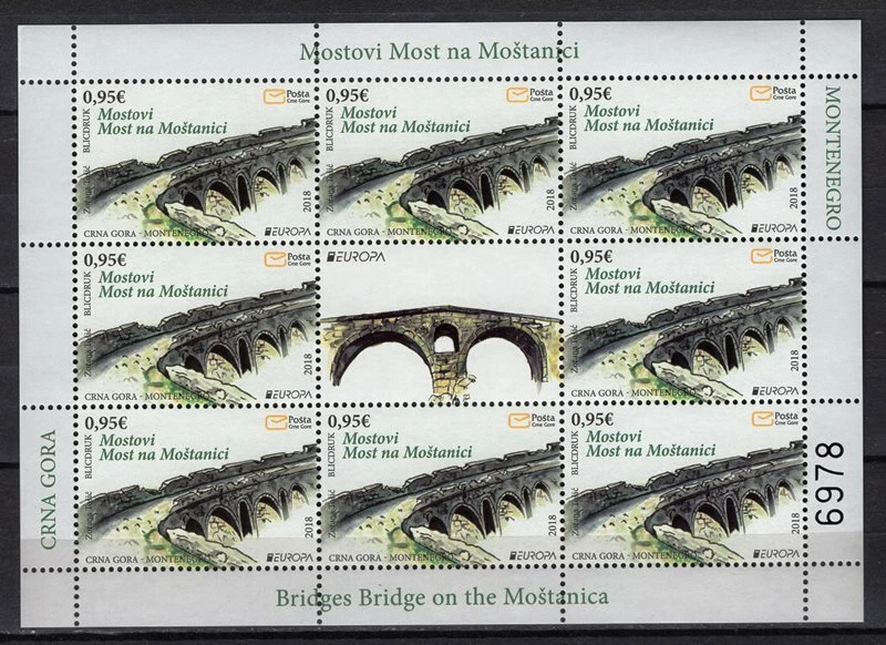 Montenegro 2018 Europa Cept bridge / architecture miniature sheet - Image 1 of 1