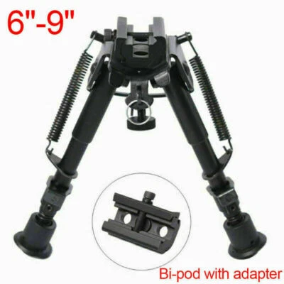 6-9"Adjustable Spring Harris Style Bipod Metal Style Sling Swivel Rifle Hunting - Image 1 of 4