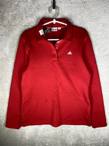 adidas Polo T-Shirts Top Size 95 Mens Red Logo Long Sleeve Sports Activewear - Picture 1 of 12