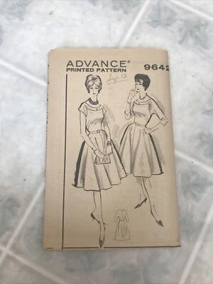 1950s Vtg Advance Sewing Pattern 9642 Womens Full Skirt Belted Dress Sz 12 - Image 1 of 3