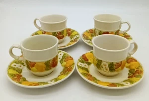 Vintage Vernon Ware Metlox Della Robbia Set 4 Tassen & Untertassen - Bild 1 von 8