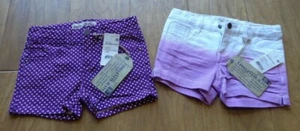VANILLA STAR girl's NWT sz 6 denim (2) jean shorts purple star & fade w/adjust  - Picture 1 of 12