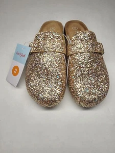 Cat & Jack Jugend Mädchen Gold Perry weiche strukturierte Slipper Clogs Größe 2 - Bild 1 von 3