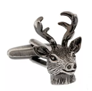3D Highly Detailed Gun Metal Reindeer Deer Hunting Cufflinks by cufflinks Direct - Picture 1 of 10