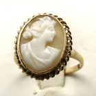 Antique vintage signed C.L.Co. hand carved shell cameo ring 14k yellow gold 6