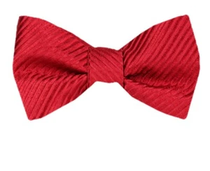 Pajarita tejida a rayas roja de diseñador 100 % seda para hombre - Nueva con etiquetas - Imagen 1 de 3