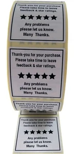 Pre Printed Feedback Labels, Review Stickers, 1000 On A Roll 36mm x 36mm - Picture 1 of 7