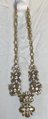 J Crew Statement Bib Necklace Crystal Taupe Stone - Image 1 of 4