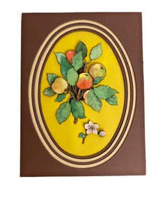Apple Tree Blossom 3D Cut Layered Paper Art Picture 8 x 6 Matted Brown On Yellow - Picture 1 of 10