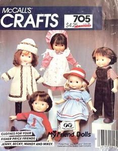 1980's McCall's Doll Wardrobe Pattern 705 Size 16" Tall UNCUT - Picture 1 of 2
