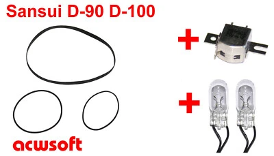 Riemen Belts / Tonkopf Tapehead / Lampen Lamps for Sansui D90 D100 - Bild 1 von 4