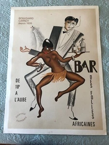 Póster publicitario vintage Art Deco "Bar Negre" JOSEPHINE BAKER JAZZ IMPRESIÓN POSTERIOR - Imagen 1 de 2