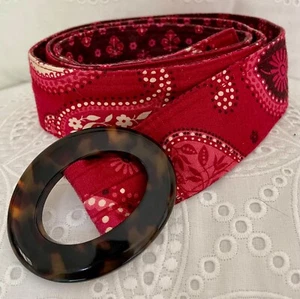 Vera Bradley Red Bandana Cotton Belt w Tortoise Shell Buckle - Picture 1 of 9