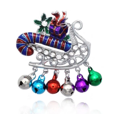 Trineo de Navidad Trineo Colorido Jingle Sonido Campanas Broche Prendedor Regalo de Vacaciones Foto 1 de 2