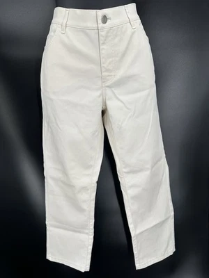 Pantalones de mezclilla Lafayette 148 Thompson tiro medio algodón elástico recto marfil para mujer talla 2 Foto 1 de 4