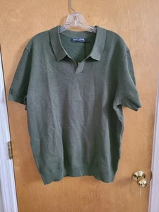 Camisa PJ Paul Jones Verde Viscosa Tejido Waffle Cuello en V Cuello Para Hombre Grande, NUEVA - Imagen 1 de 6