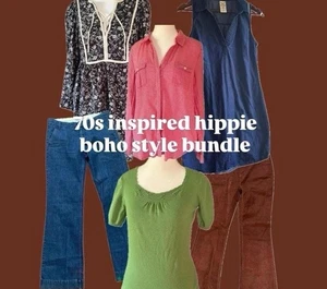 70er Jahre inspiriert Vintage Hippie Boho Style Konvolut Damen Kleidung Großhandel Posten S-M - Bild 1 von 8