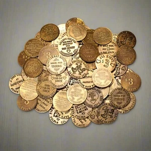 Brothel Solid Brass Tokens With Raised Lettering (Set Of 6 Assorted Tokens) - Picture 1 of 5