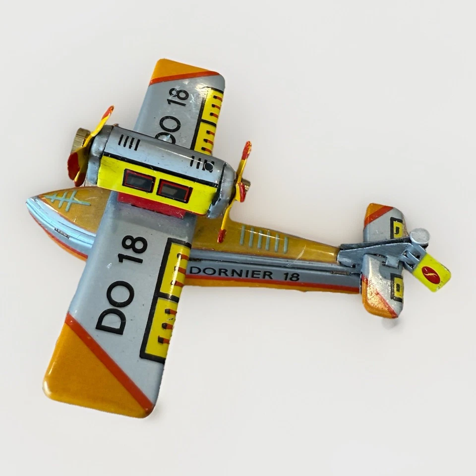 Vintage Ziss Germany Tin Litho Airplane – Dornier Do 18 Seaplane Toy - Image 1 of 4