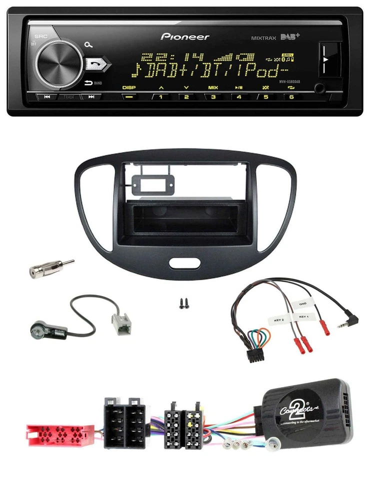 Pioneer Bluetooth USB DAB Lenkrad Autoradio für Hyundai i10 ISO 2009-2013 schwar - Bild 1 von 4