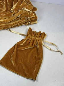 13 Gold Velvet Drawstring Bags 9x6” - Picture 1 of 5