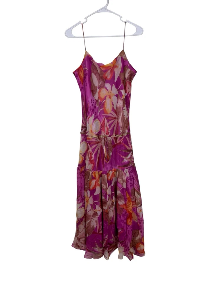 Y2K Newport News Silk Floral Tiered Maxi Dress Silk Womens Size Large - Image 1 of 4