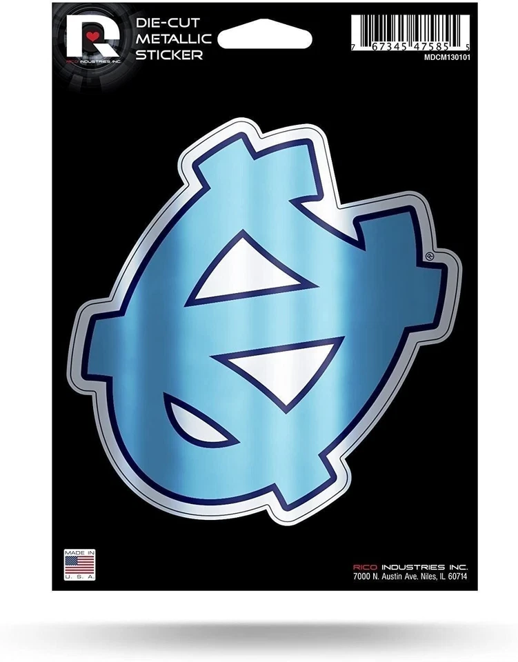 North Carolina Tar HEELS UNC 5" Metallic Decal Auto Sticker Emblem University of