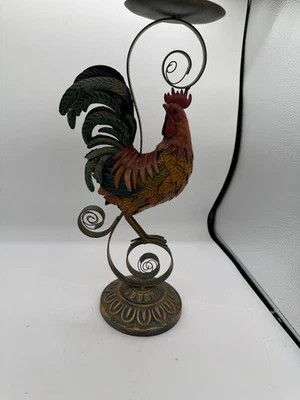 Candelabro Gallo Multicolor Metal Pilar Pollo Granja Rústico Foto 1 de 4