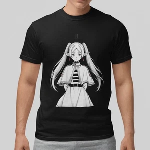 Frieren Beyond Journey’s End Monochrome T-Shirt Japanese Anime Elf Girl - Bild 1 von 5