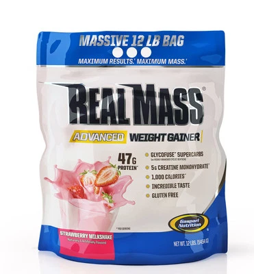 Gaspari Nutrition Real Mass Advanced Weight Gainer, Strawberry Milkshake, 12 - Image 1 of 2