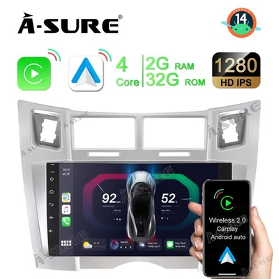 Für Toyota Yaris XP90 2005-2012 Autoradio Android 14 Carplay GPS WIFI 9" 2+32G - Bild 1 von 4