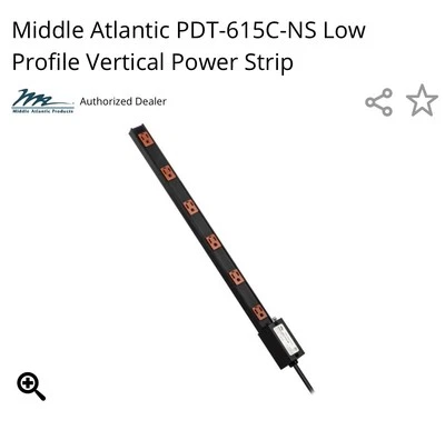 Middle Atlantic product PD-615C-NS, 6-outlet, 15 amp Power Strip 60hz 120vac NEW - Image 1 of 4