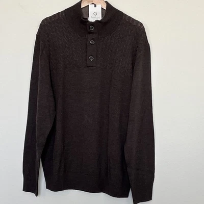 Suéter Pullover Para Hombres TURNBURY LANA MERINO Marrón Oscuro Cuello Simulado Manga Larga Talla L Foto 1 de 4