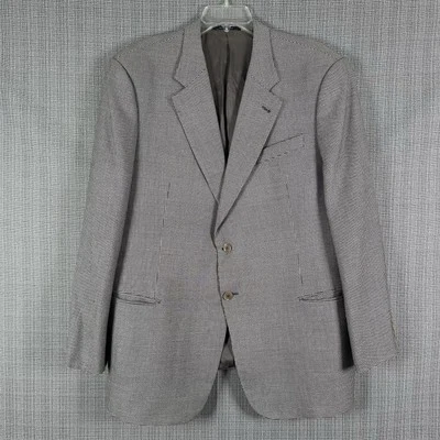 Armani Collezioni Blazer Jacket Men 48R Houndstooth Black 2 Button Sport Coat - Image 1 of 4