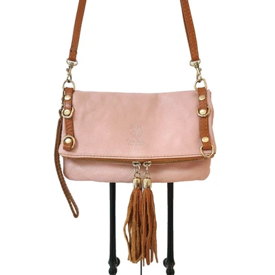 Vera Pelle Italy Pink Leather Crossbody Purse Adjustable Strap Clutch Coquette - Image 1 of 4