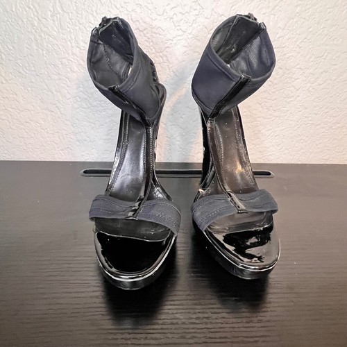 Scarpe Burberry nere tacco cinturino alla caviglia stiletto sera festa 38