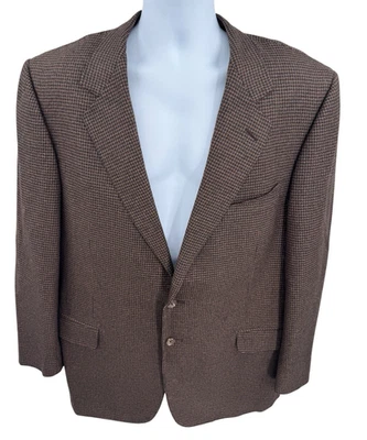 Ermenegildo Zegna Silk Cashmere Sport Coat Blazer Mens Size 46 Long Houndstooth - Imagem 1 de 4